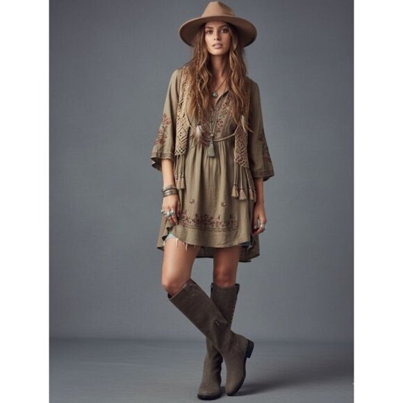Mark Fisher Qmsecrit Studded Western Prairie Suede High Equestrian Boots 6M - Picture 1 of 14